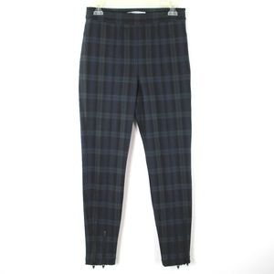 T Alexander Wang Navy Green Plaid Double Zipper Cuff Skinny Leg Ankle Pants 4